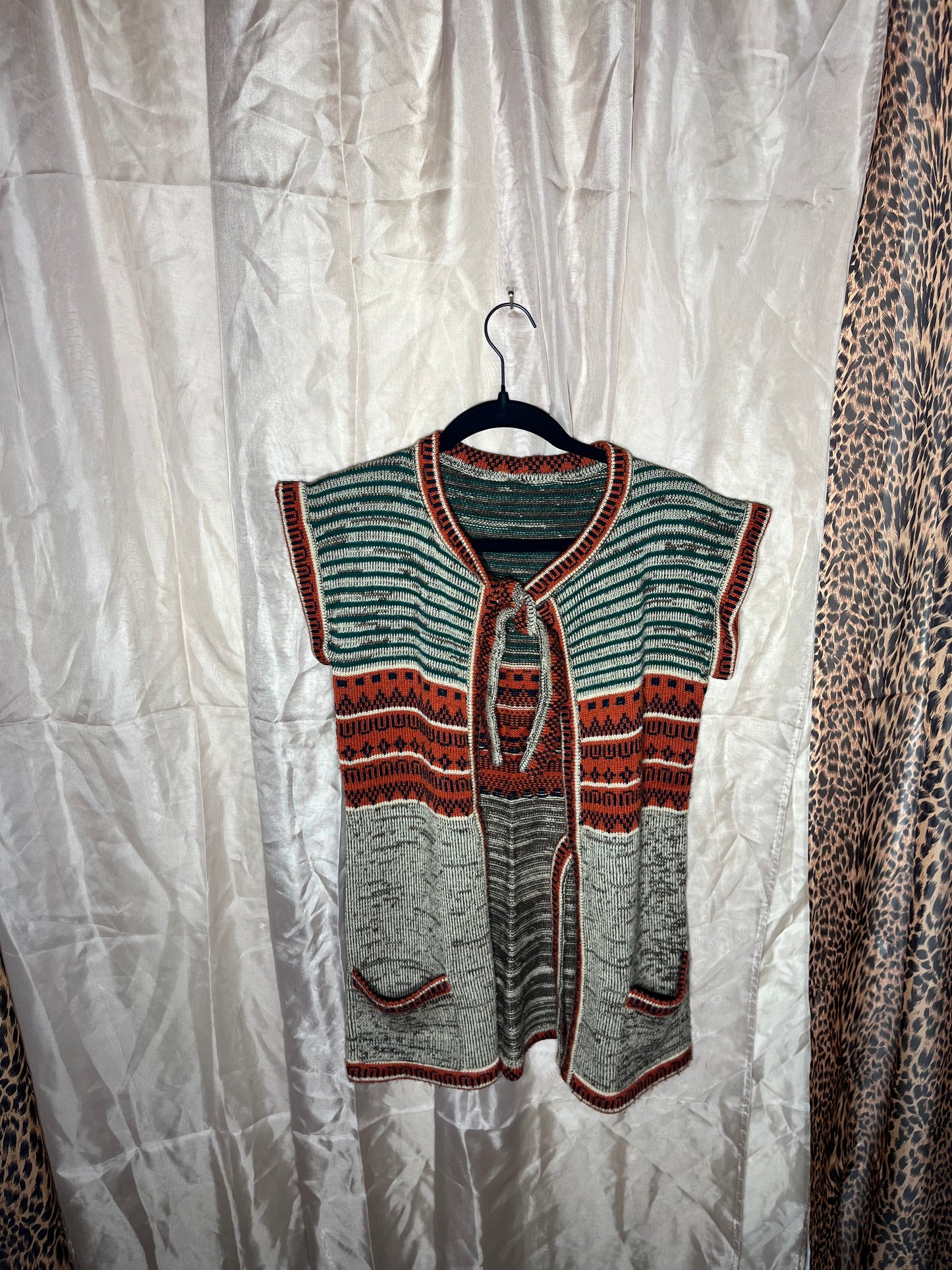 70s Tie Front Sweater Vest