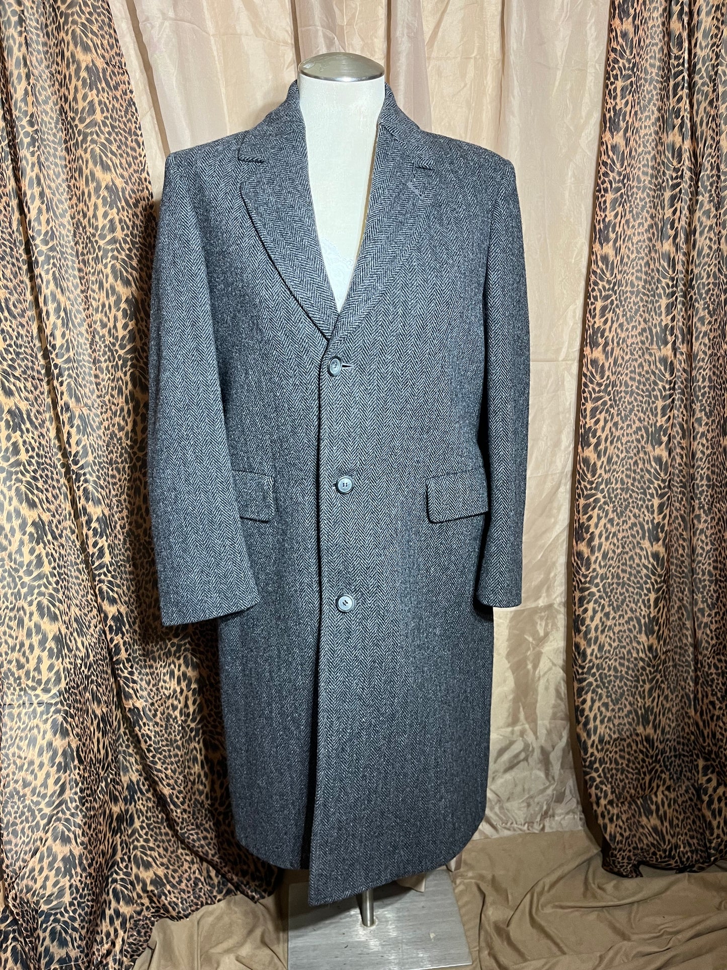 London Fog Tweed Wool Mens Overcoat