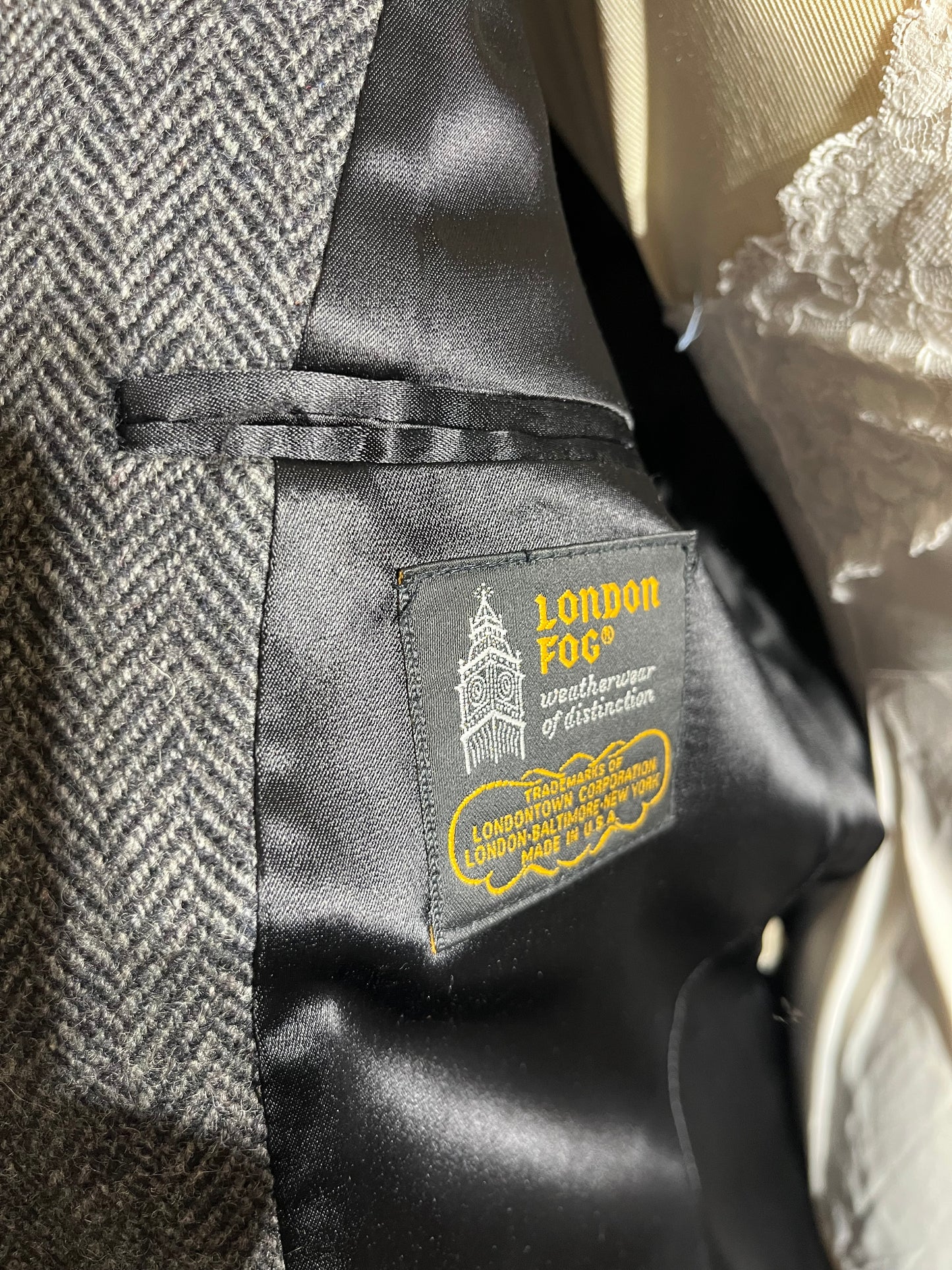 London Fog Tweed Wool Mens Overcoat