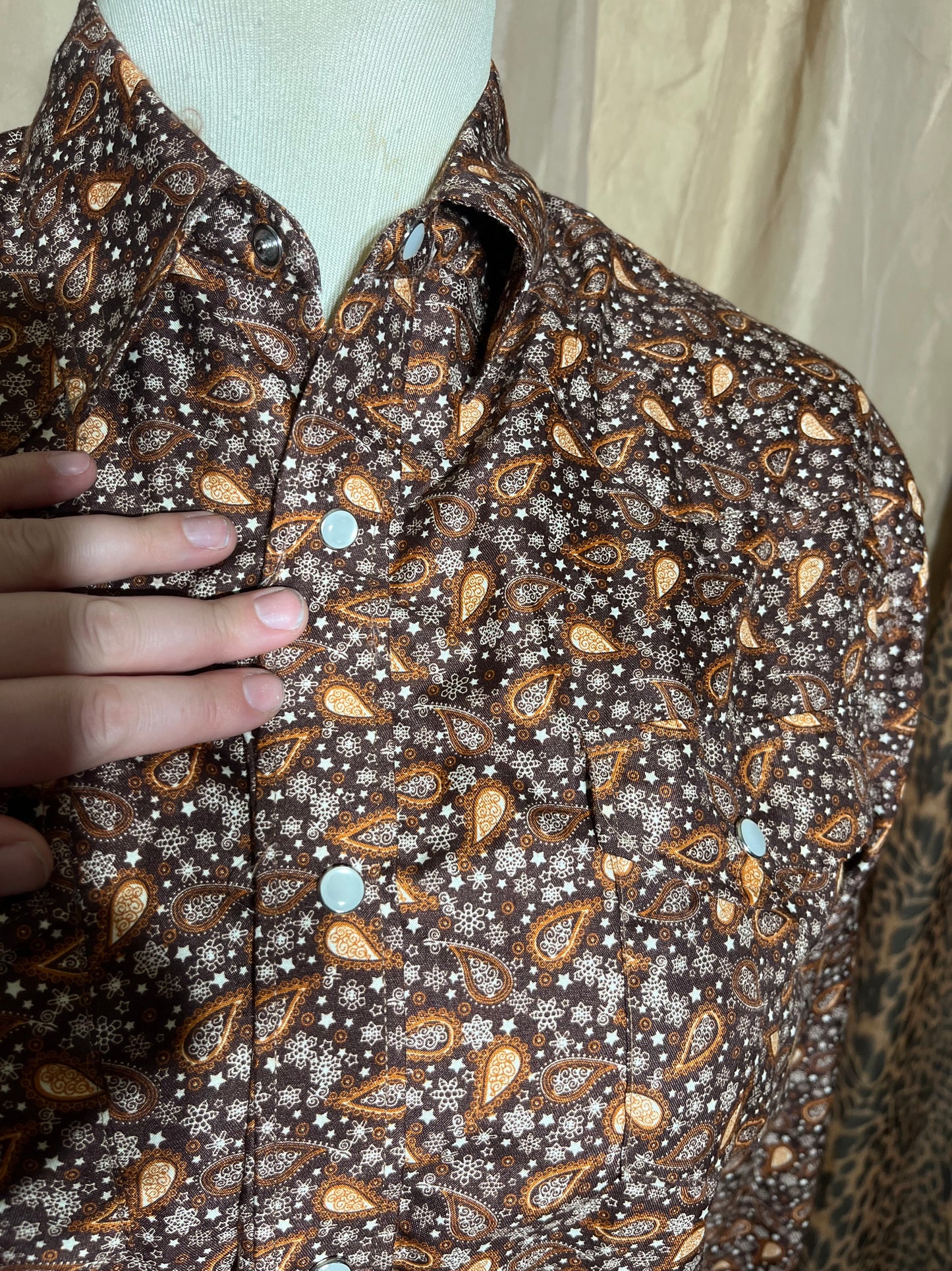 00s Cowboy | Pearl Snap 'n' Paisley Western Shirt