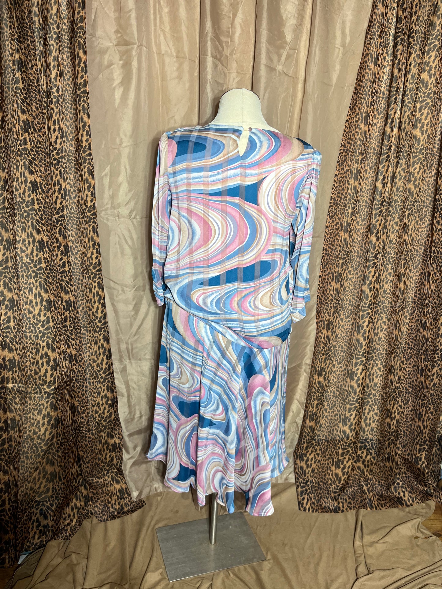 Dreamy Cotton-Candy Squirl 1980s Dress