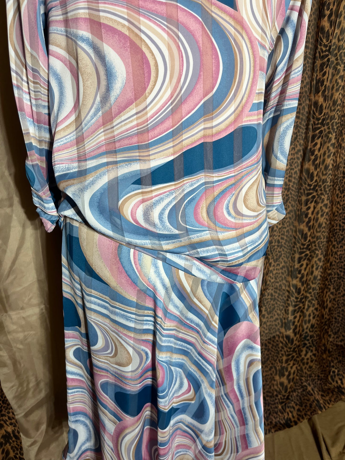 Dreamy Cotton-Candy Squirl 1980s Dress