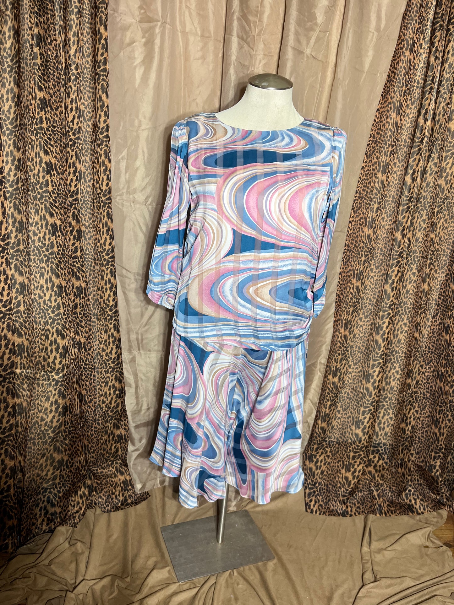 Dreamy Cotton-Candy Squirl 1980s Dress