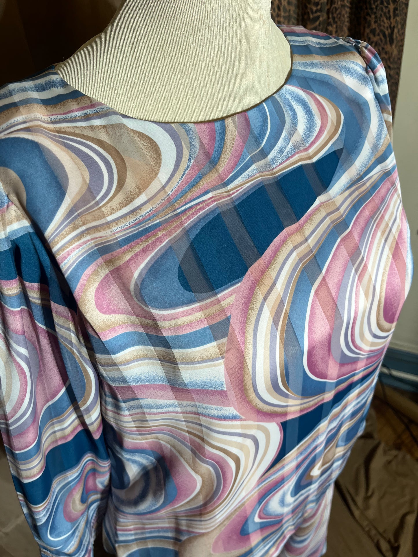 Dreamy Cotton-Candy Squirl 1980s Dress