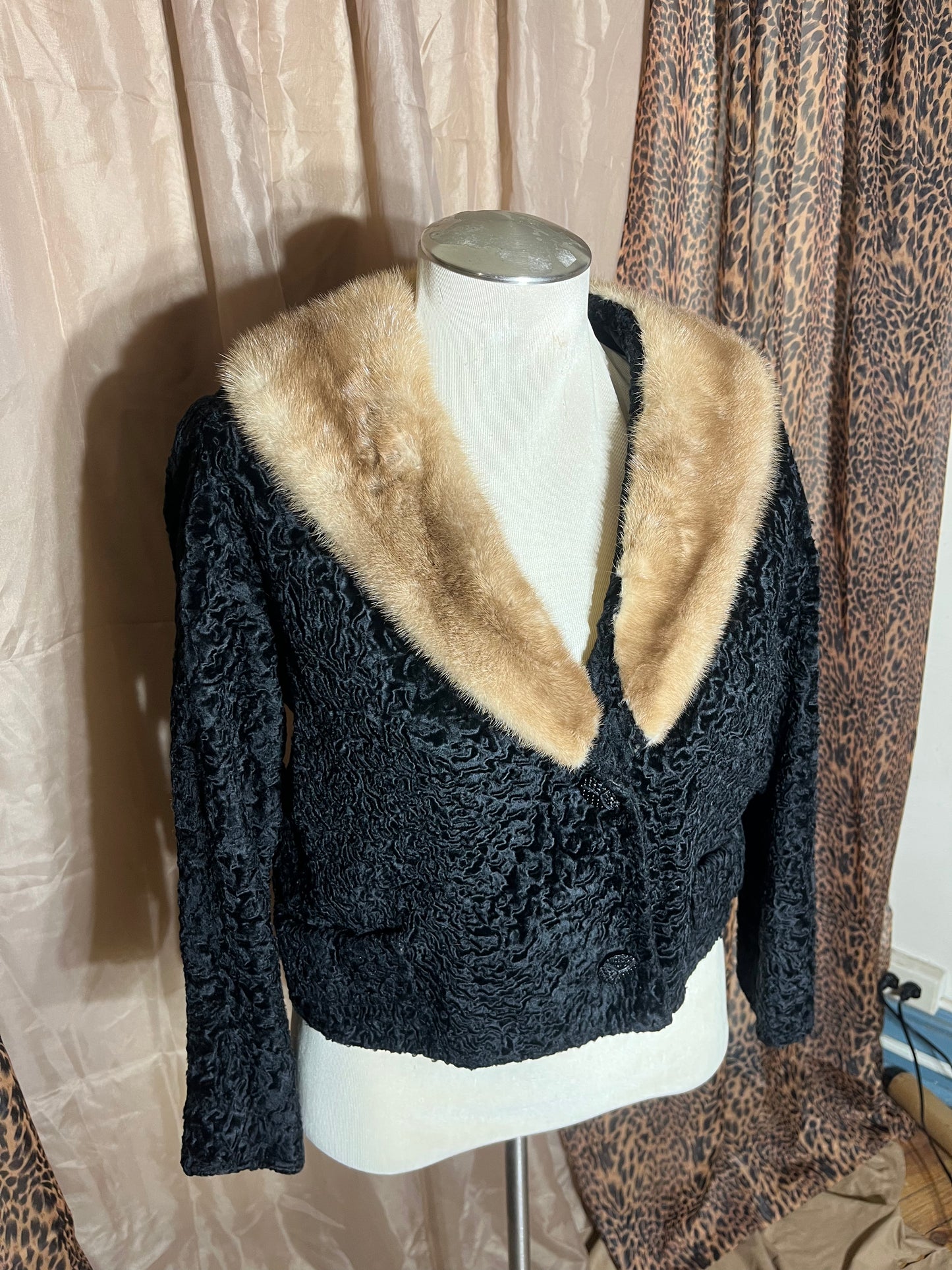 A Night at the Opera | Curly Persian Lamb Jacket with Mink Collar