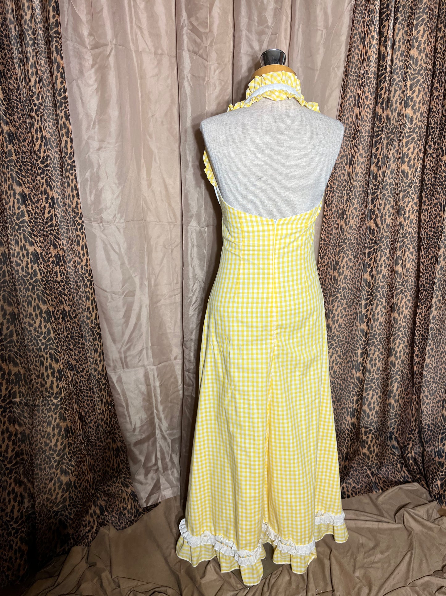 Buttery Cottage-core Gown | 70s Handmade Halter Maxi  Abernathy Vintage
