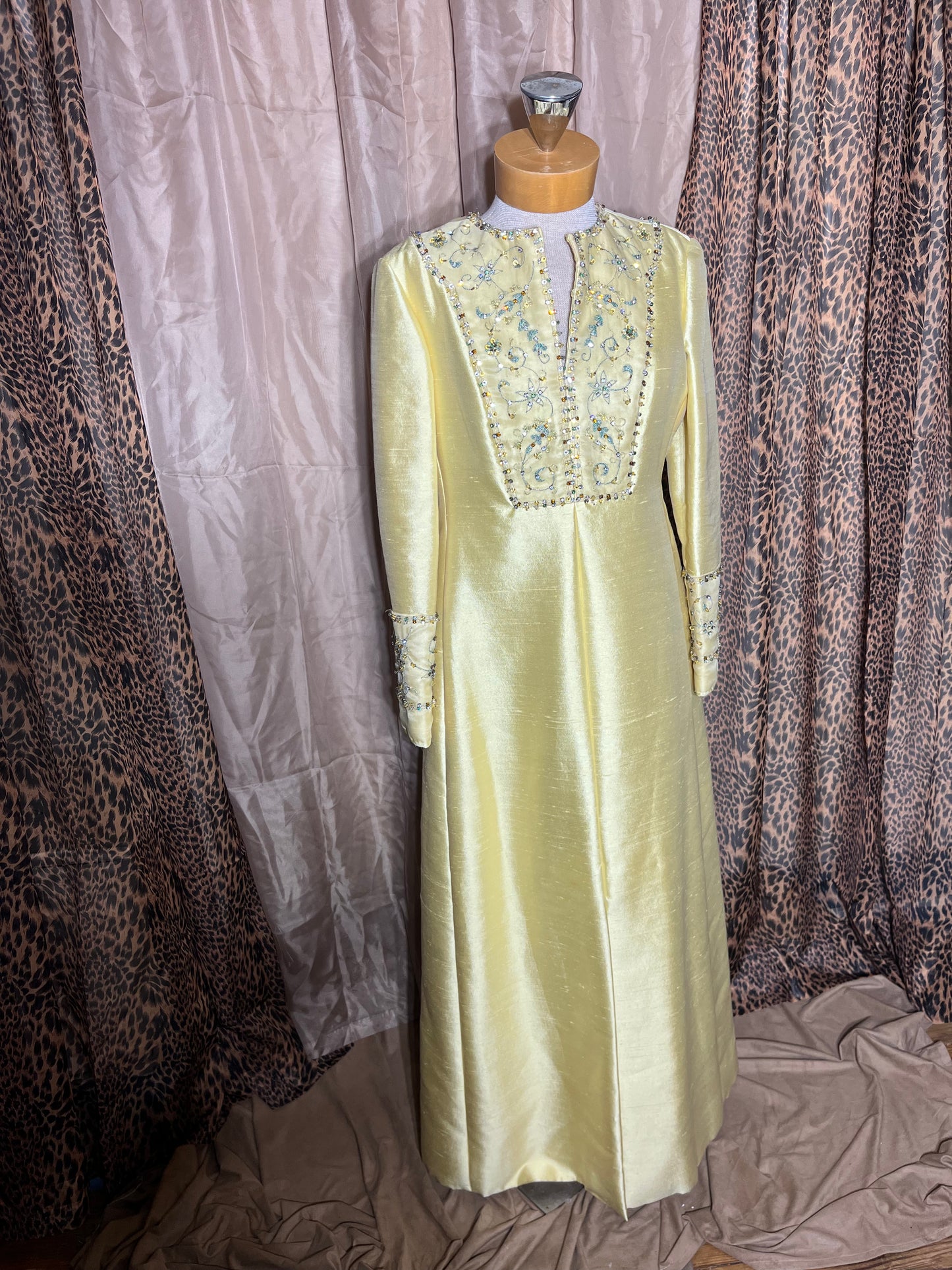 Ladybird Extravagance | Silk 1960s Rhinestone Gown