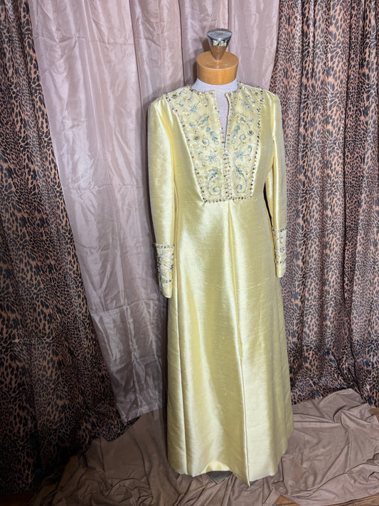 Ladybird Extravagance | Silk 1960s Rhinestone Gown