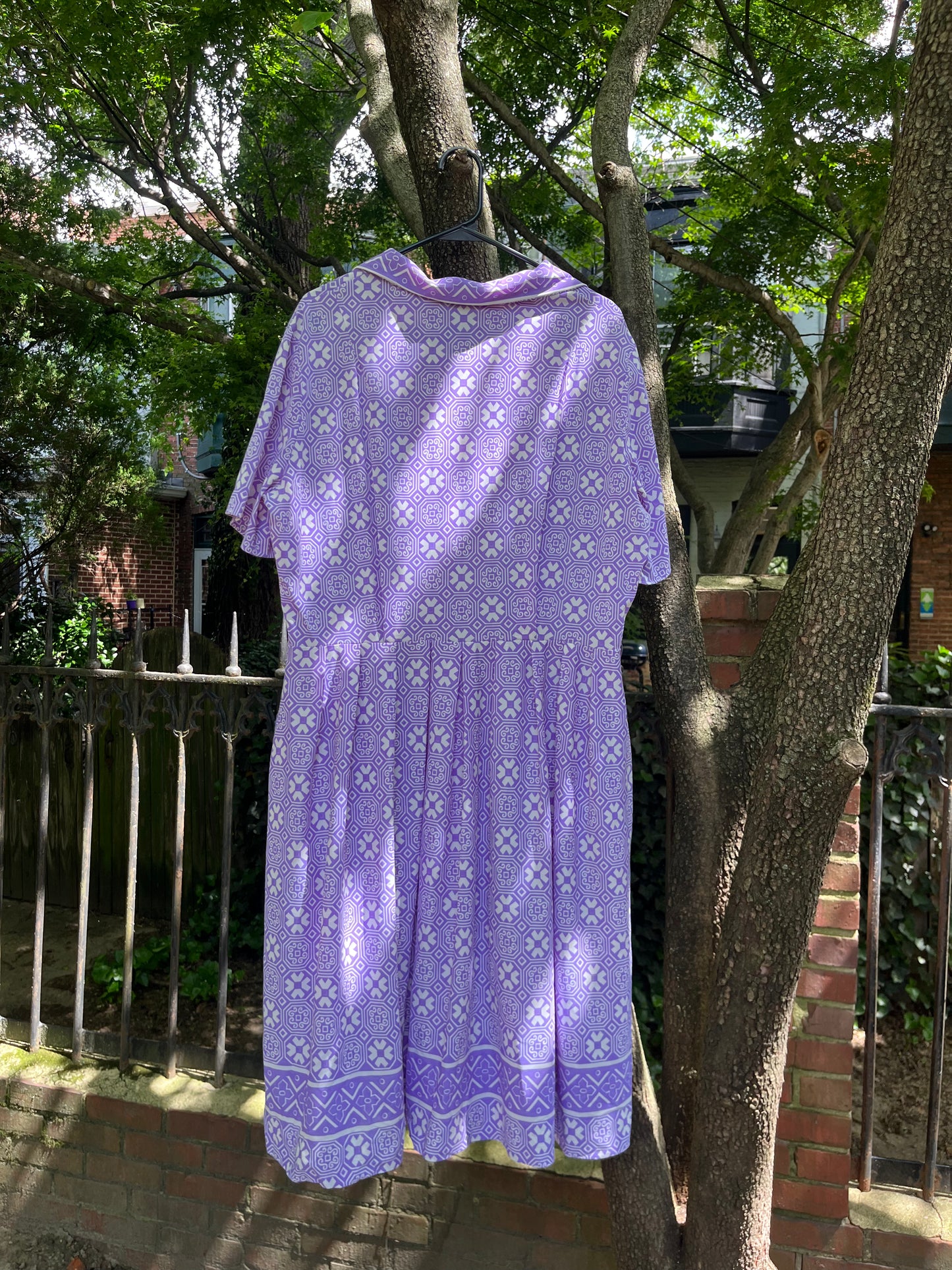 Lilac Geometric 60s Polo Dress